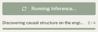The run button while a small run is in progress, with the progress bar at step 2 of 4